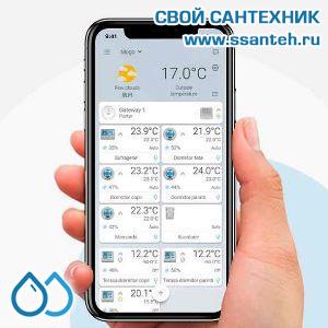 23779 POER PTC10PTR10_433 Термостат комнатный беспроводной в комплекте с реле, 433МГц, ПИД-регулирование, 7 дней, 230В, 5А, WiFi, android, IOS приложение